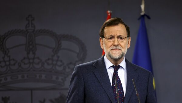 Spanish Prime Minister Mariano Rajoy attend a joint news conference with European Council President Donald Tusk (not pictured) at Moncloa palace in Madrid March 31, 2015 - Sputnik Afrique