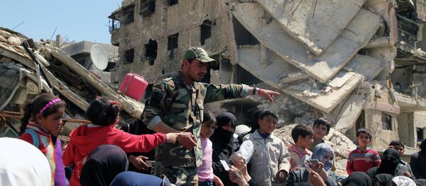 Fuite de réfugiés palestiniens au camp de Yarmouk - Sputnik Afrique