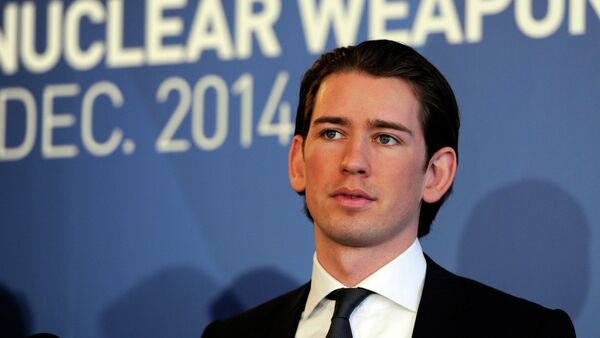 Austria's Minister for Foreign Affairs and Integration Sebastian Kurz speaks at the International conference on the humanitarian impact of nuclear weapons, on December 8, 2014 in Vienna - Sputnik Afrique