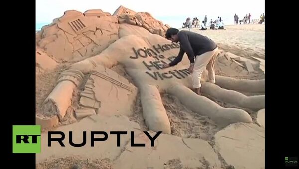 Une sculpture de sable pour aider les sinistrés du Népal - Sputnik Afrique