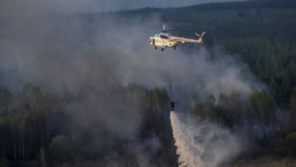 Тушение лесных пожаров в окрестностях Чернобыля, Украина - Sputnik Afrique