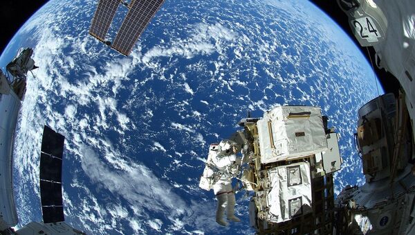 Spacewalker Astronaut Reid Wiseman of NASA outside the International Space Station - Sputnik Afrique