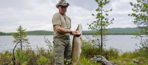 Президент России Владимир Путин во время рыбалки в Красноярском крае. - Sputnik Afrique