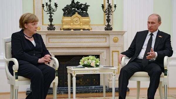 Президент России В.Путин встретился с канцлером Федеративной Республики Германия А.Меркель - Sputnik Afrique