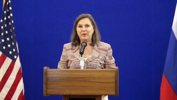 U.S. Assistant Secretary of State for European and Eurasian Affairs Victoria Nuland speaks as she attends a news conference after talks with the Russian Foreign Ministry officials in Moscow, Russia, May 18, 2015. - Sputnik Afrique