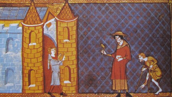 Deux lépreux demandant l'aumône, d'après un manuscrit de Vincent de Beauvais (XIIIe siècle). - Sputnik Afrique