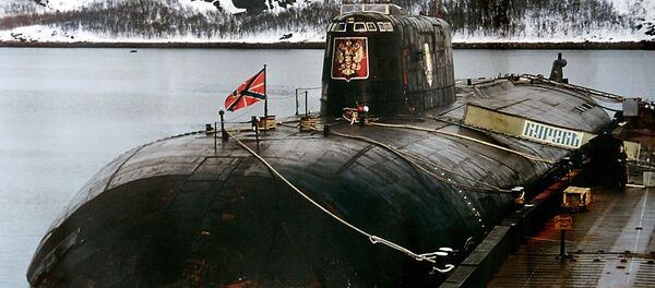 An undated file picture shows the 'Kursk' submarine in the base of Vidyayevo - Sputnik Afrique