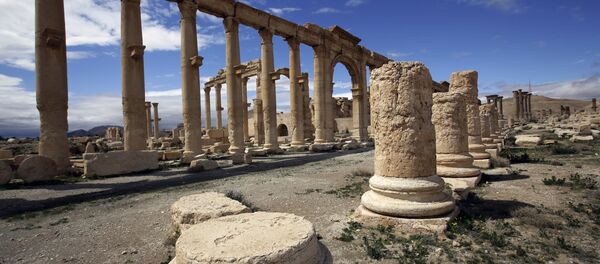 A file picture taken on March 14, 2014 shows a partial view of the ancient oasis city of Palmyra, 215 kilometres northeast of Damascus. Islamic State group fighters advanced to the gates of ancient Palmyra on May 14, 2015 - Sputnik Afrique