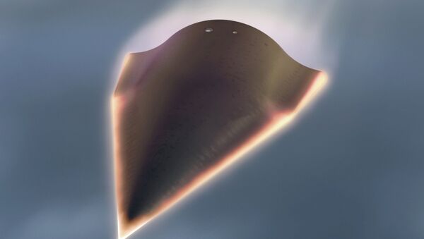 In this undated artist's rendition released by the Defense Advanced Research Projects Agency (DARPA) showing the Falcon Hypersonic Technology Vehicle 2 (HTV-2) - Sputnik Afrique