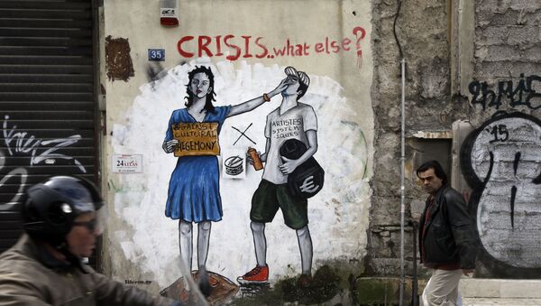 La mort de l'euro: la crise grecque vue par les artistes de rue - Sputnik Afrique