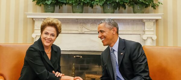 Presidenta Dilma Rousseff durante reunião de trabalho com o presidente dos Estados Unidos da América, Barack Obama. (Washington - EUA, 30/06/2015) - Sputnik Afrique