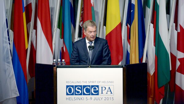 Finnish President Sauli Niinisto speaks at the opening of the 24th Annual Session of the OSCE Parliamentary Assembly in Helsinki, Finland July 6, 2015 - Sputnik Afrique