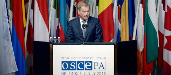 Finnish President Sauli Niinisto speaks at the opening of the 24th Annual Session of the OSCE Parliamentary Assembly in Helsinki, Finland July 6, 2015 - Sputnik Afrique