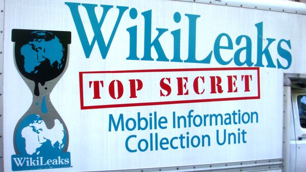 Логотип Wikileaks на фургоне автомобиля - Sputnik Afrique