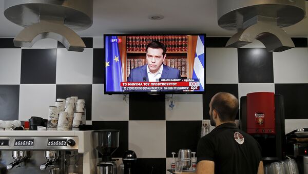Intervention d'Alexis Tsipras, premier ministre grec, à la télévision grecque - Sputnik Afrique