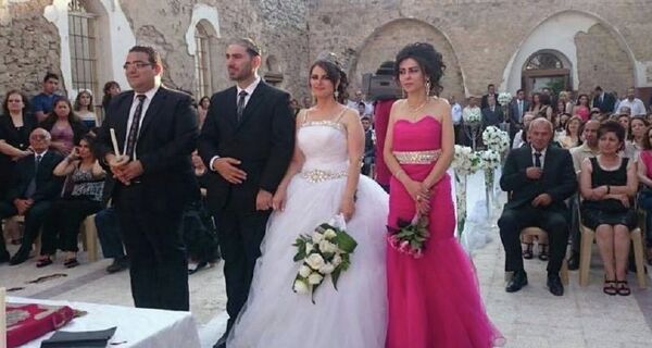 Le mariage à l'église St. George en ruine, Homs, Syrie  - Sputnik Afrique