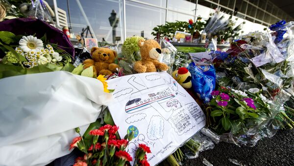 Цветы и игрушки в память о погибших при крушении малайзийского Boeing на Украине - Sputnik Afrique