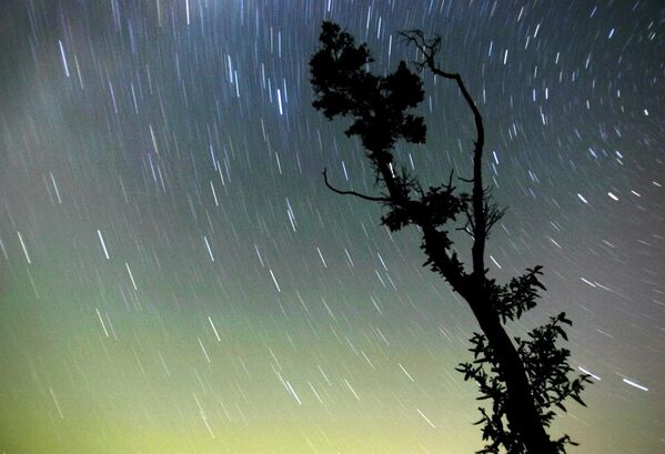 A view of the night sky over Gzhel region, some 80 km east of Moscow shows the star's path created by the earth rotation, early 12 August 2005. - Sputnik Afrique