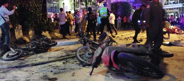 Motorcycles are strewn about after an explosion in Bangkok, Monday, Aug. 17, 2015. Motorcycles are strewn about after an explosion in Bangkok, Monday, Aug. 17, 2015. - Sputnik Afrique