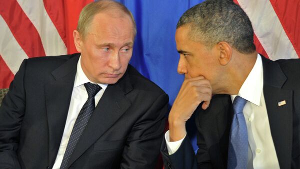 A file photo of Russian President Vladimir Putin and US President Barack Obama - Sputnik Afrique