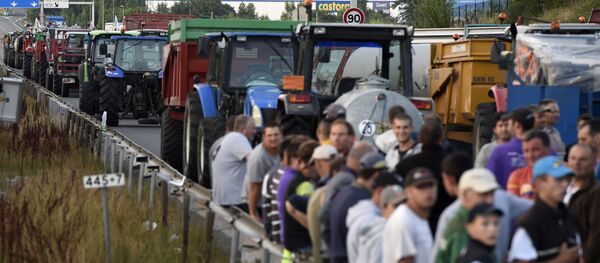 Les agriculteurs en colère ont barré une autoroute à l'ouest de la France - Sputnik Afrique