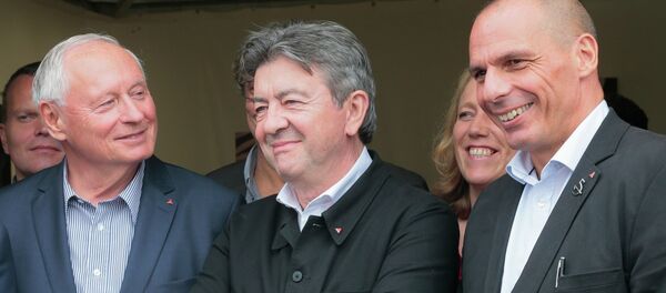 Yannis Varoufakis, Jean-Luc Melenchon et Oskar Lafontaine - Sputnik Afrique