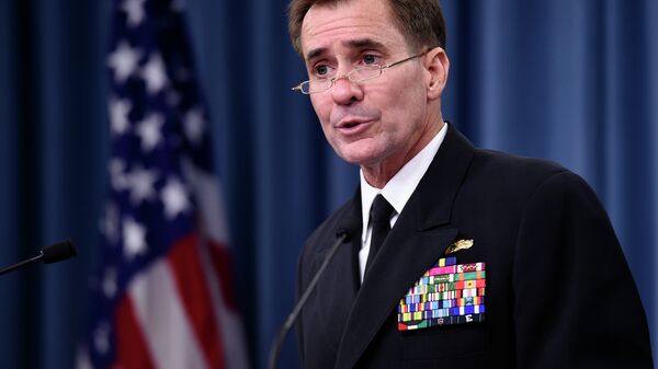 Pentagon press secretary Navy Rear Adm. John Kirby speaks during a briefing at the Pentagon - Sputnik Afrique