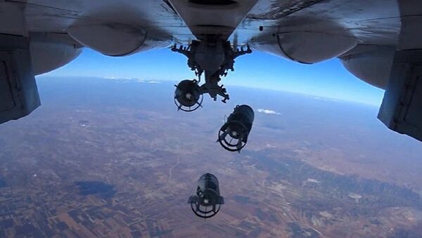 Frappe aérienne. Capture d'écran: ministère russe de la Défense - Sputnik Afrique