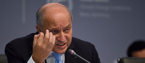 French Foreign Minister Laurent Fabius speaks during the United Nations Framework Convention on Climate Change (UNFCCC) summit in Bonn, western Germany, on October 20, 2015. - Sputnik Afrique