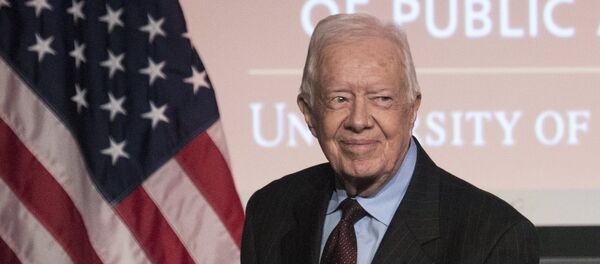 Former U.S. President Jimmy Carter arrives to speak during an event honoring former U.S. Vice President Walter Mondale hosted by the Humphrey School of Public Affairs at the University of Minnesota in Washington October 20, 2015. - Sputnik Afrique
