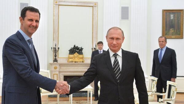 Bachar el-Assad et Vladimir Poutine au Kremlin - Sputnik Afrique
