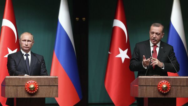 El presidente de Turquía, Recep Tayyip Erdogan y el presidente de Rusia, Vladímir Putin - Sputnik Afrique