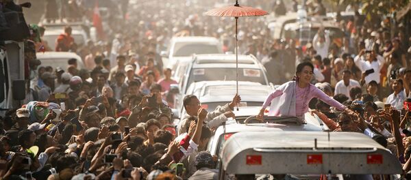 Aung San Suu Kyi, leader du parti d'opposition Ligue nationale pour la démocratie (LND), Birmanie - Sputnik Afrique