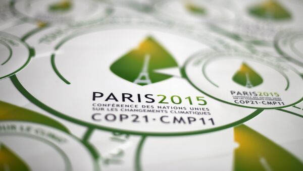 Autocollants de la COP21, Paris, devant la Conférence sur les changements climatiques 2015 - Sputnik Afrique