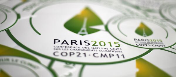 Autocollants de la COP21, Paris, devant la Conférence sur les changements climatiques 2015 - Sputnik Afrique
