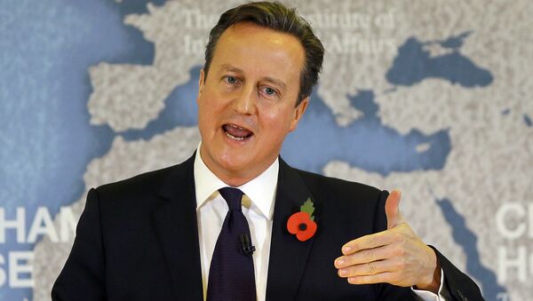 Britain's Prime Minister David Cameron delivers a speech on EU reform, at Chatham House in London, Britain November 10, 2015. - Sputnik Afrique
