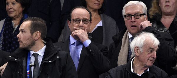 François Hollande et Frank-Walter Steinmeier au Stade de France François Hollande et Frank-Walter Steinmeier au Stade de France - Sputnik Afrique