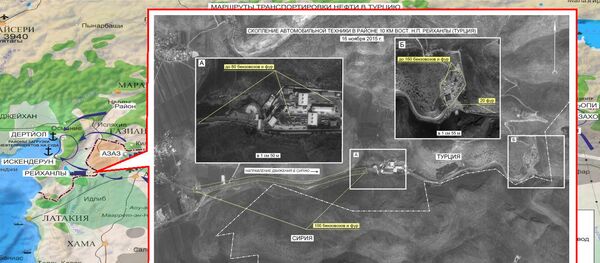 Une accumulation d'au moins 360 camions et véhicules lourds dans la région de Reyhanli, en Turquie (15 novembre 2015) - Sputnik Afrique