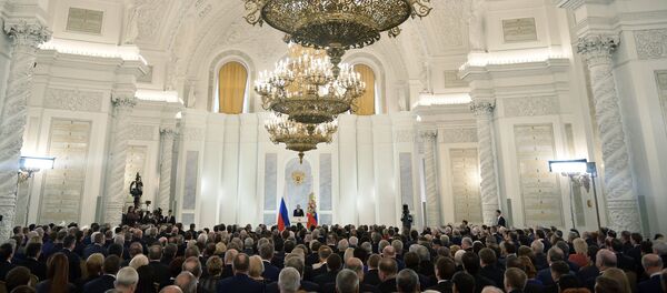 le président russe Vladimir Poutine devant l'Assemblée fédérale du pays - Sputnik Afrique