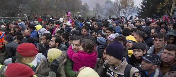 Migrants cue to enter Austria in Sentilj, Slovenia, Thursday, Oct. 29, 2015. - Sputnik Afrique