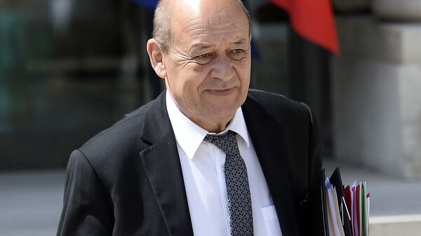 French minister of Defence Jean-Yves Le Drian leaves the Elysee Palace in Paris on June 17, 2015 after the weekly cabinet meeting.  - Sputnik Afrique