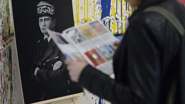 Un portrait de Vladimir Poutine représenté comme Charles de Gaulle - Sputnik Afrique