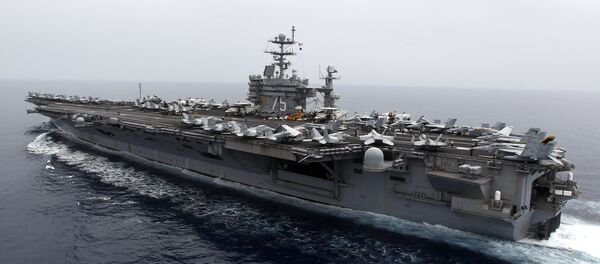 A general view shows the nuclear-powered aircraft carrier USS Harry S. Truman at an undisclosed position in the Mediterranean Sea, south of Sicily, Monday June 14, 2010. A general view shows the nuclear-powered aircraft carrier USS Harry S. Truman at an undisclosed position in the Mediterranean Sea, south of Sicily, Monday June 14, 2010. - Sputnik Afrique