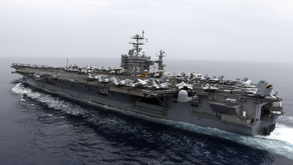 A general view shows the nuclear-powered aircraft carrier USS Harry S. Truman at an undisclosed position in the Mediterranean Sea, south of Sicily, Monday June 14, 2010. - Sputnik Afrique