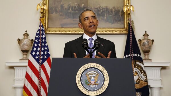 Barack Obama, lors d’un discours spécial consacré à la mise en œuvre de l’accord sur le nucléaire iranien, 17 janvier 2016 - Sputnik Afrique