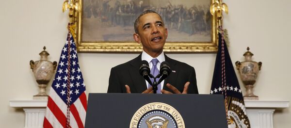 Barack Obama, lors d’un discours spécial consacré à la mise en œuvre de l’accord sur le nucléaire iranien, 17 janvier 2016 - Sputnik Afrique