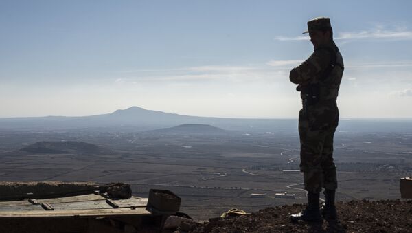 A soldier of the Syrian Arab Army at an observation post at the frontline in the al-Kom village of the Quneitra province in Syria - Sputnik Afrique