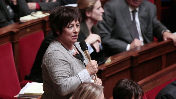 French MP of the Jura department, Marie-Christine Dalloz (UMP) speaks during the weekly session of questions to the government at the National Assembly on October 23, 2012 in Paris. AFP PHOTO JACQUES DEMARTHON - Sputnik Afrique