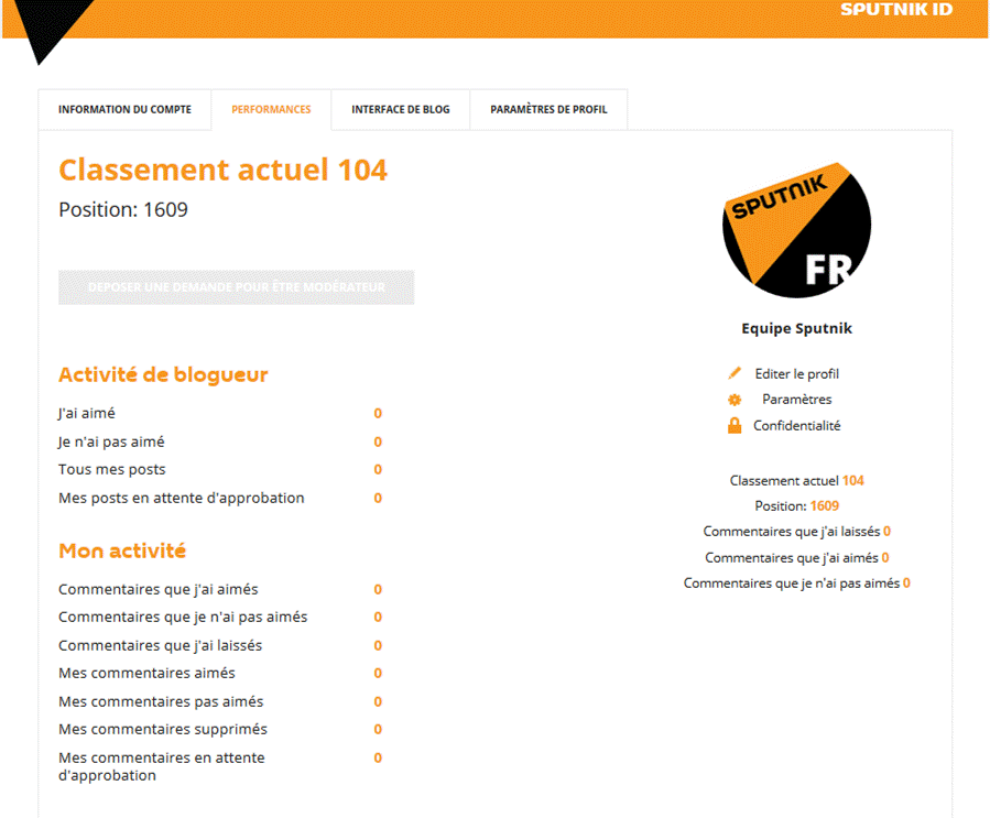 Exemple de la page de profil Exemple de la page de profil - Sputnik Afrique