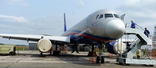 Un Tupolev Tu-214OS (Open Sky), avion développé pour les inspections aériennes dans le cadre du Traité Ciel ouvert - Sputnik Afrique